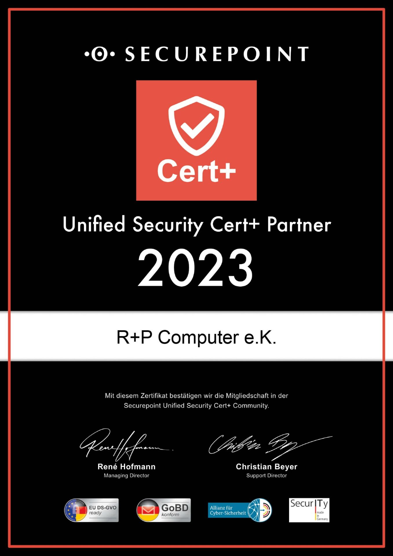 Unifed Security Cert+ Partner